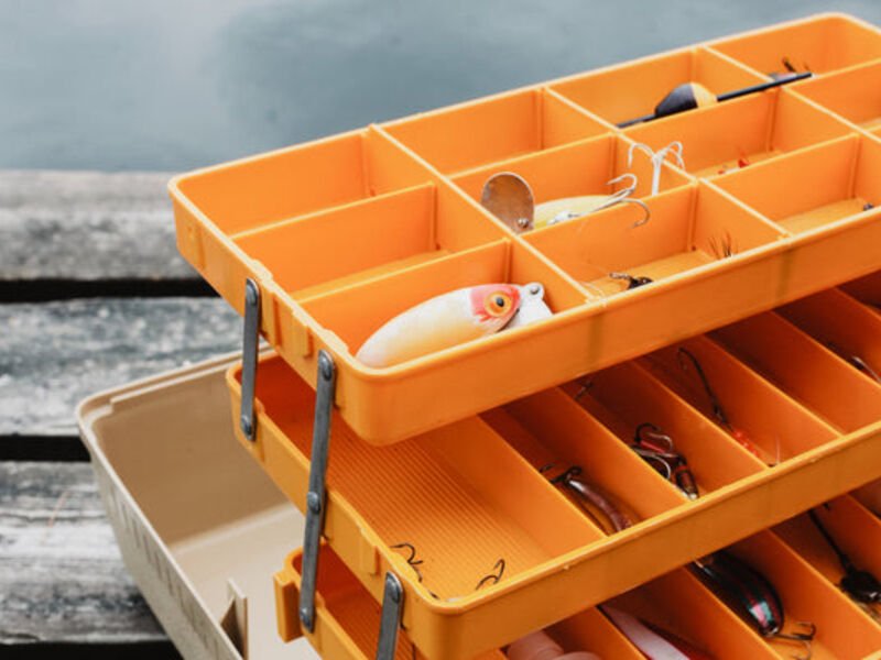 Tackle box with colorful fishing lures Tampa Bay area